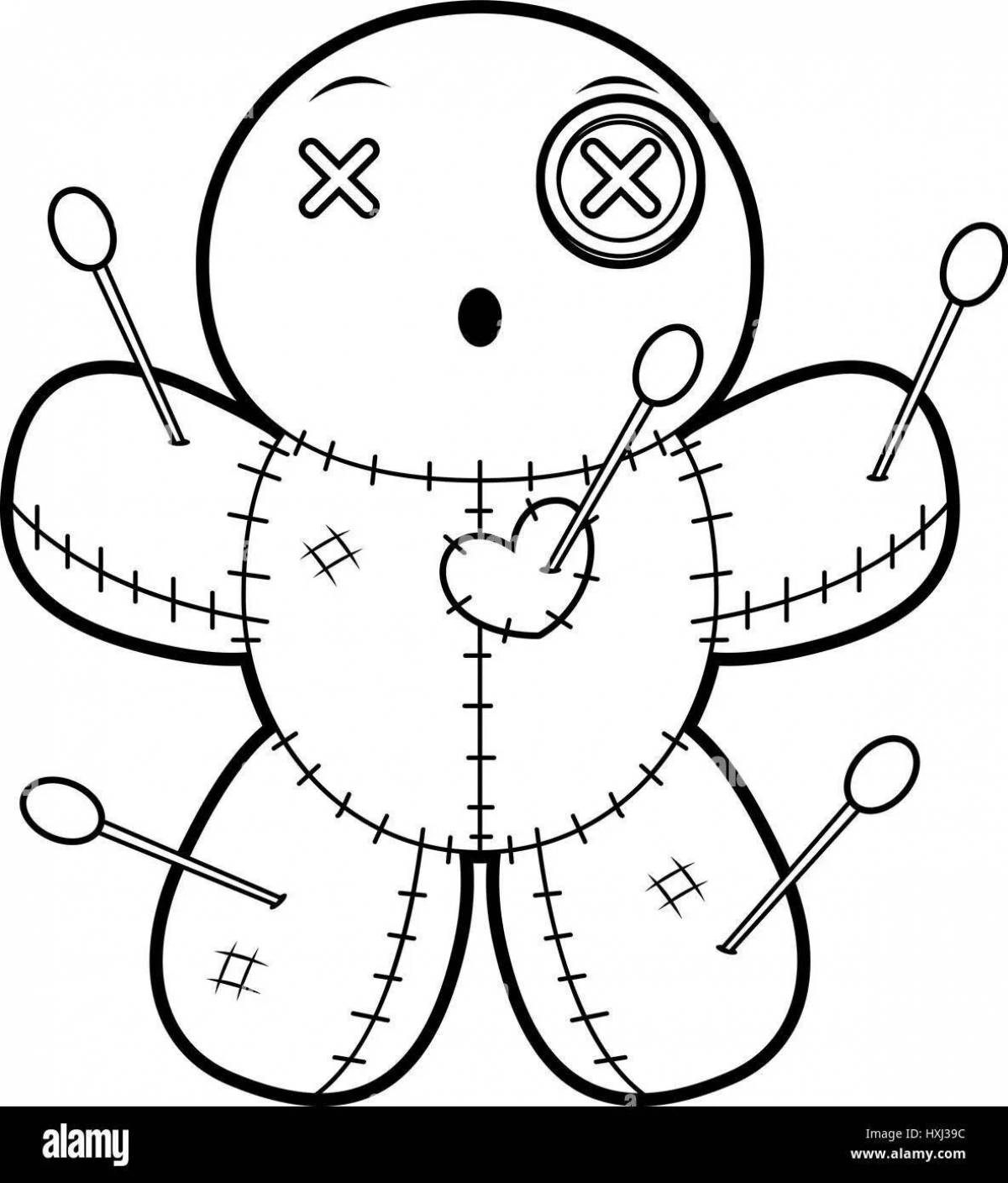 Creepy voodoo doll coloring page
