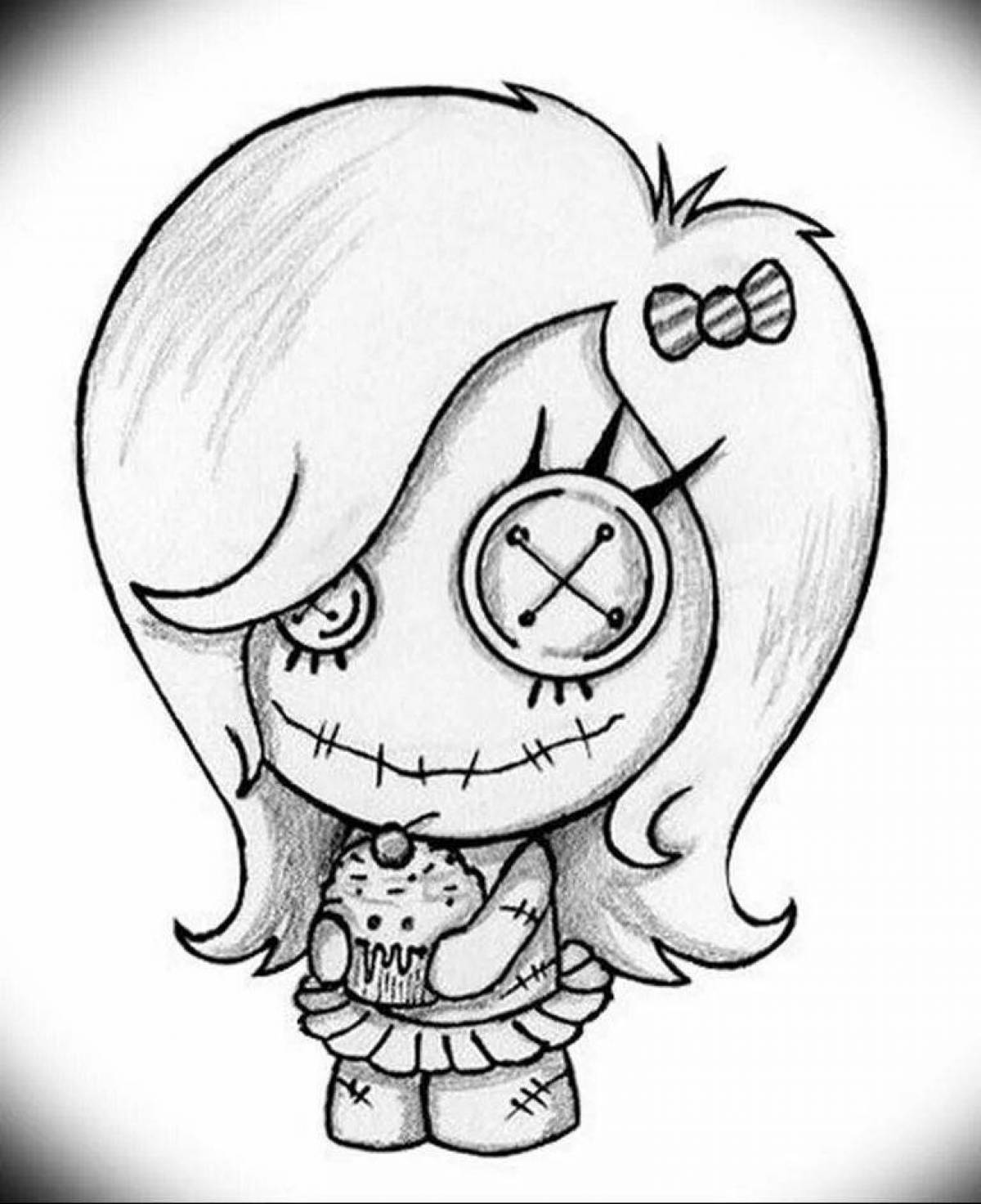 Coloring page hypnotic voodoo doll