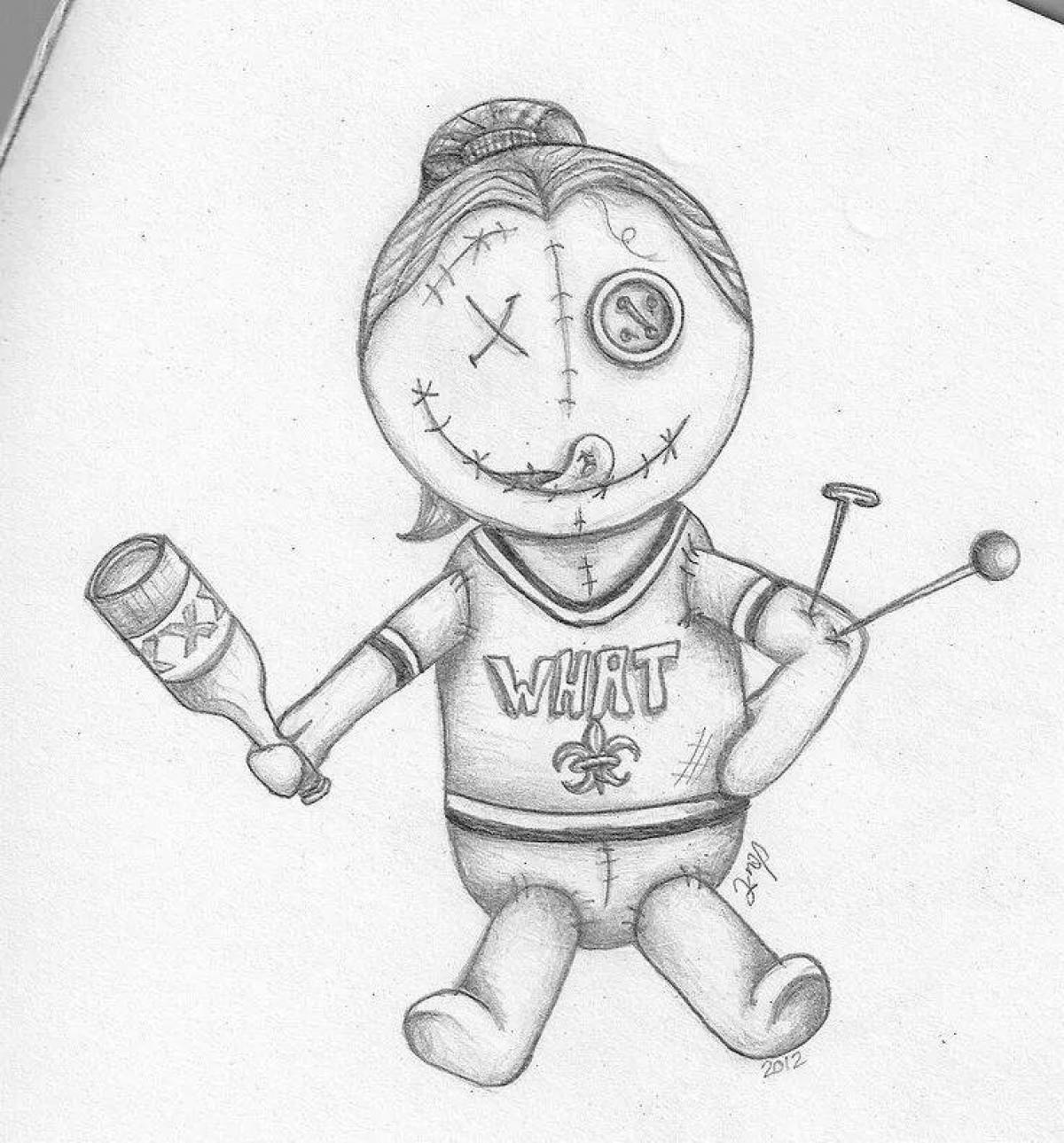 Coloring page mysterious voodoo doll