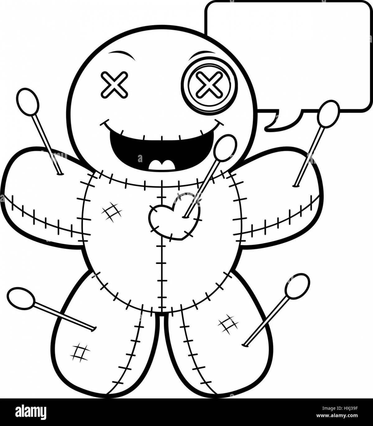 Coloring book picturesque voodoo doll