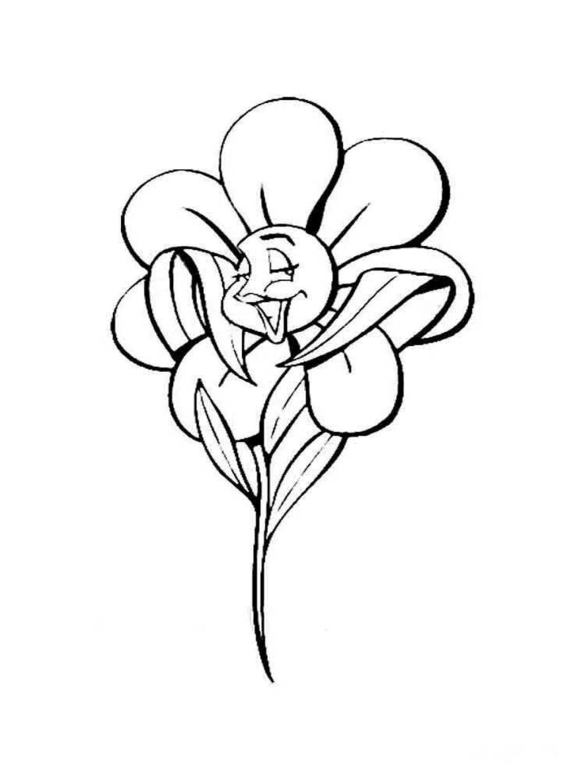 Coloring page joyful chamomile flower