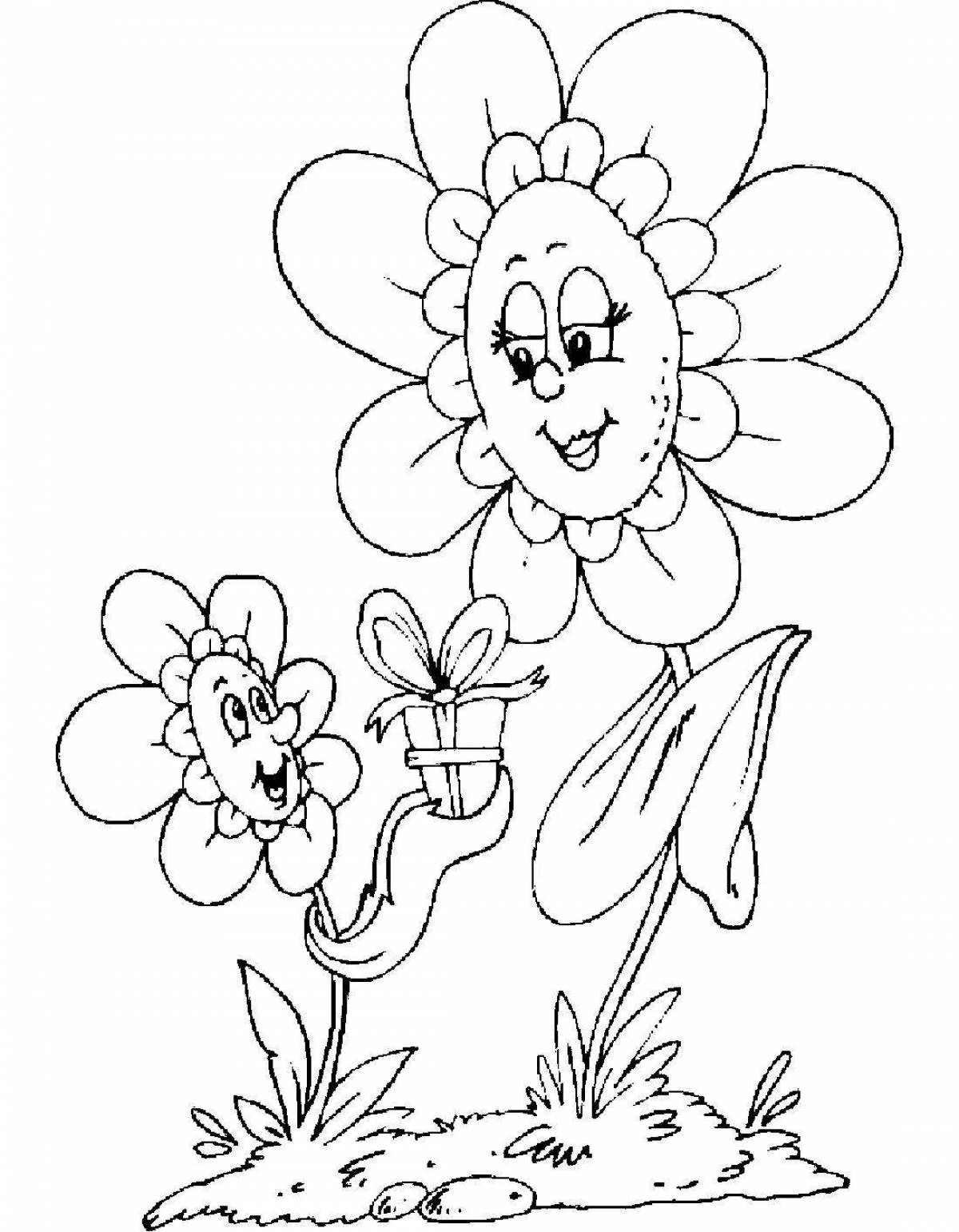 Coloring page nice chamomile flower