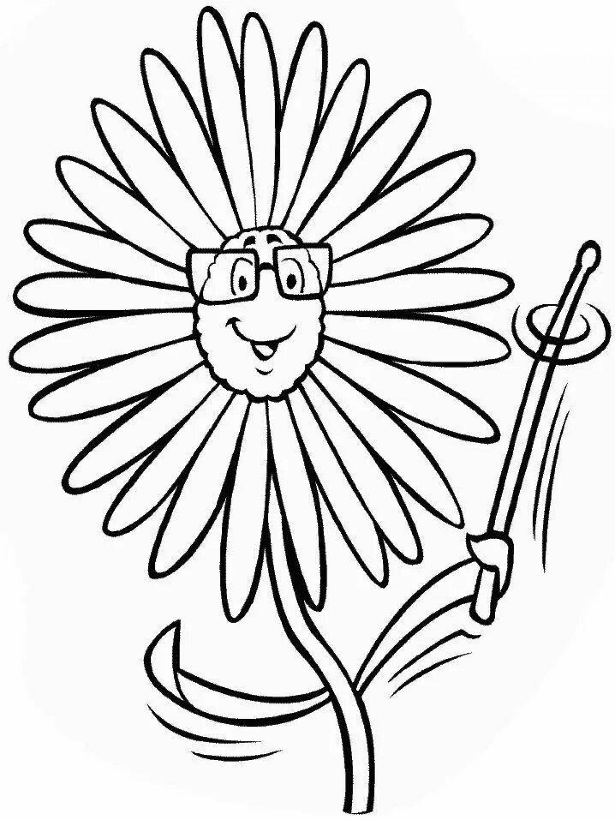 Coloring page exuberant chamomile flower