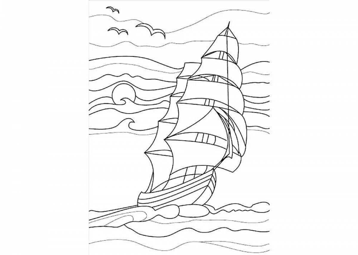 Calm seascape coloring page