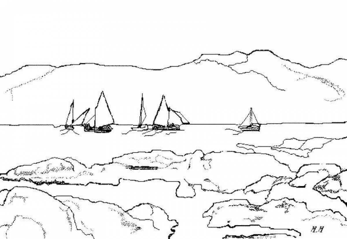 Living seascape coloring page