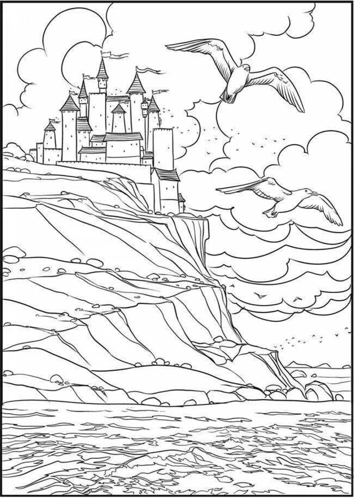 Coloring page charming seascape