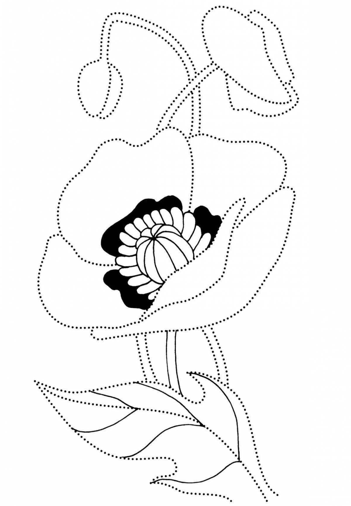 Coloring book shiny poppy flower