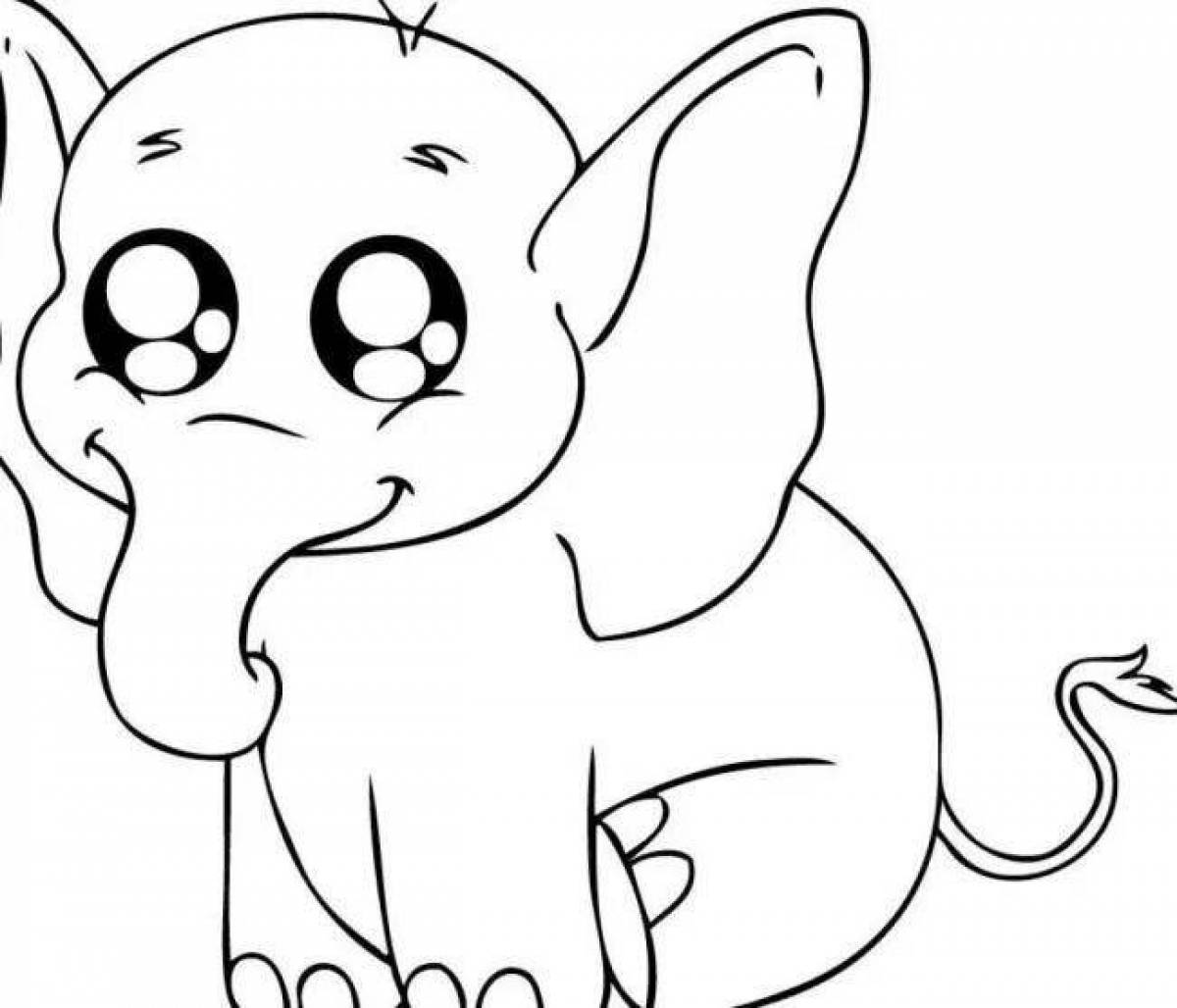 Adorable Pink Elephant Coloring Page