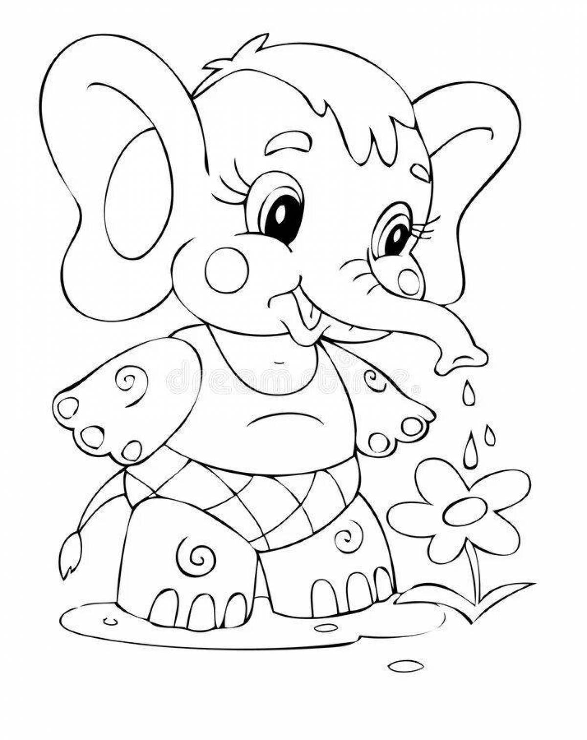 Раскраска сказочный розовый слон