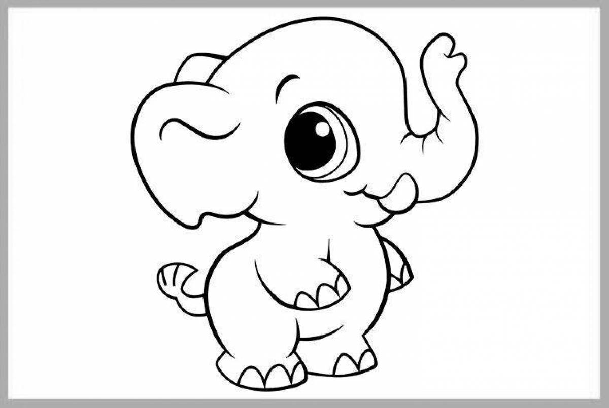 Coloring page nice pink elephant