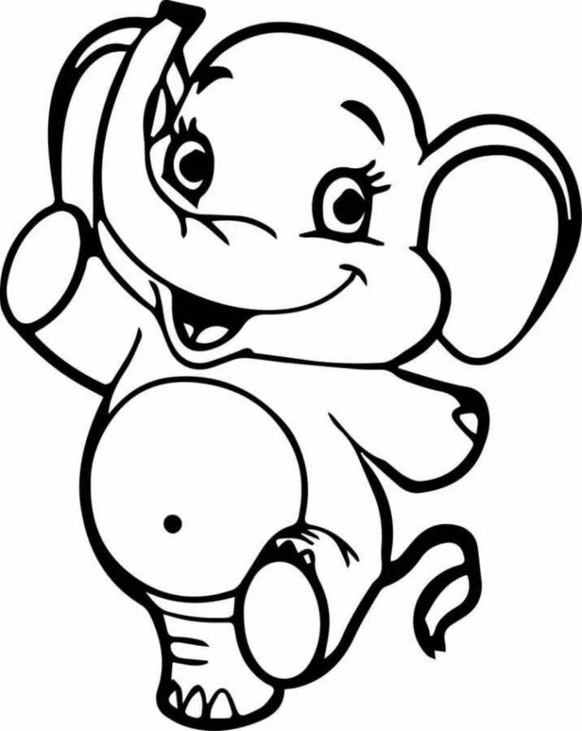 Fancy pink elephant coloring page