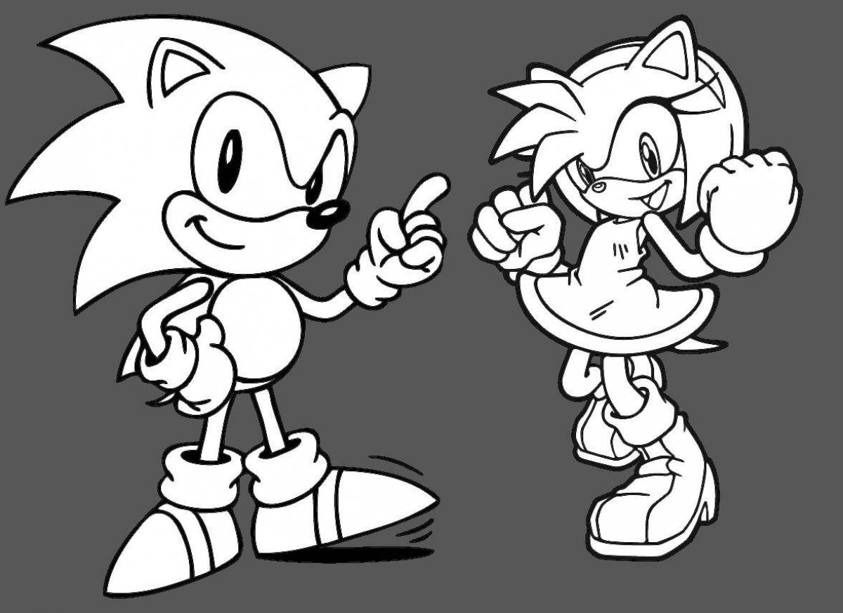 Animated white sonic coloring page