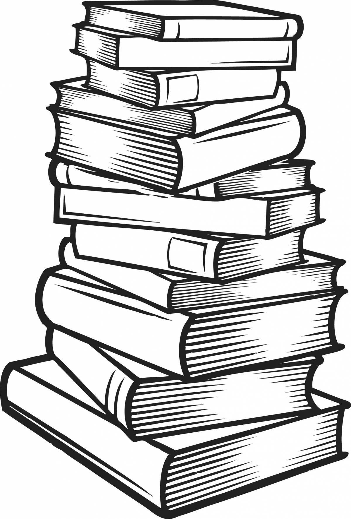 Glowing stack of books coloring book