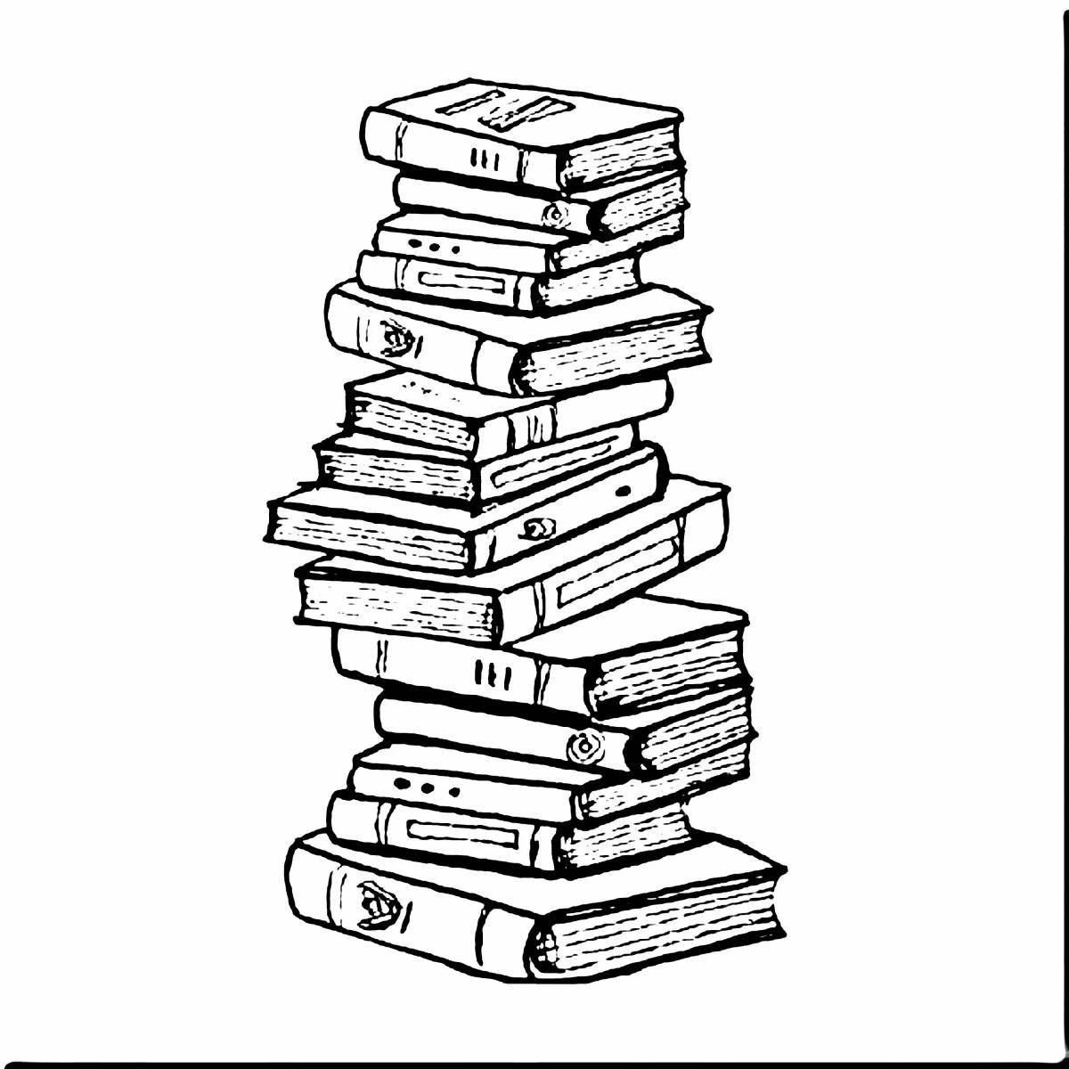 Shiny stack of books coloring page