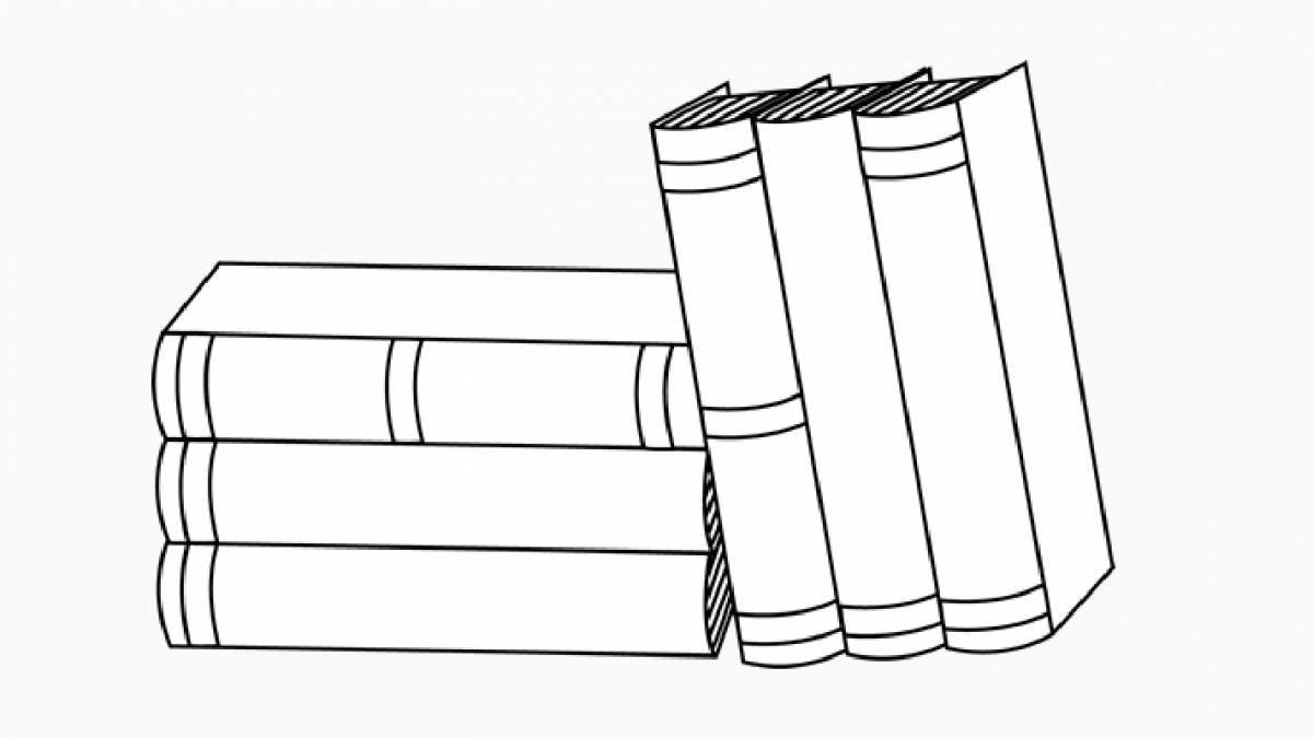 Crazy stack of books coloring page