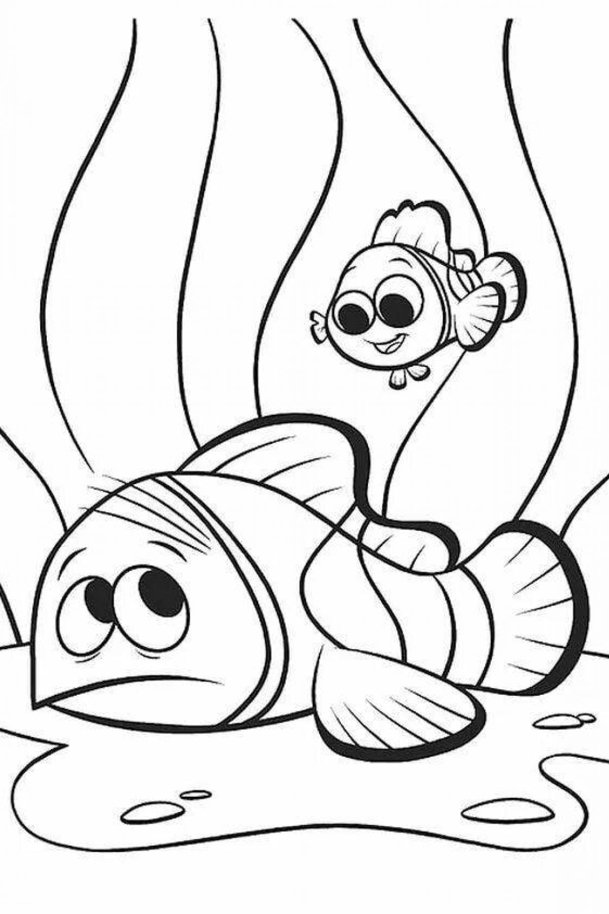 Анимированная раскраска рыбка немо