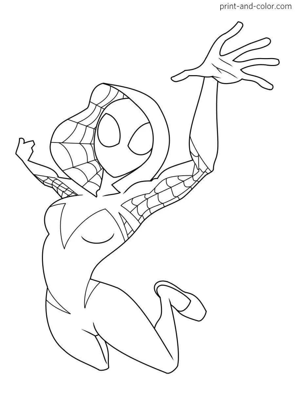 Colorful spider woman coloring page