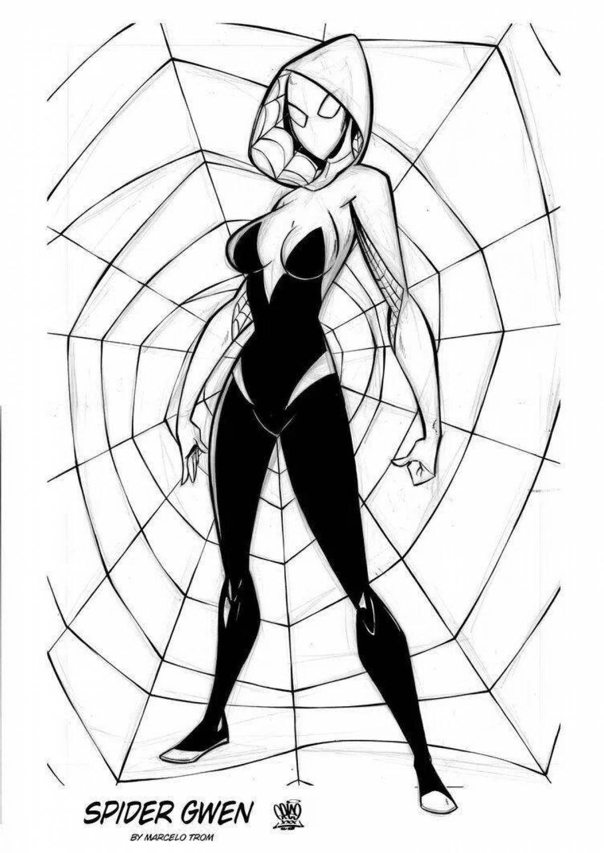 Coloring page brave spider woman