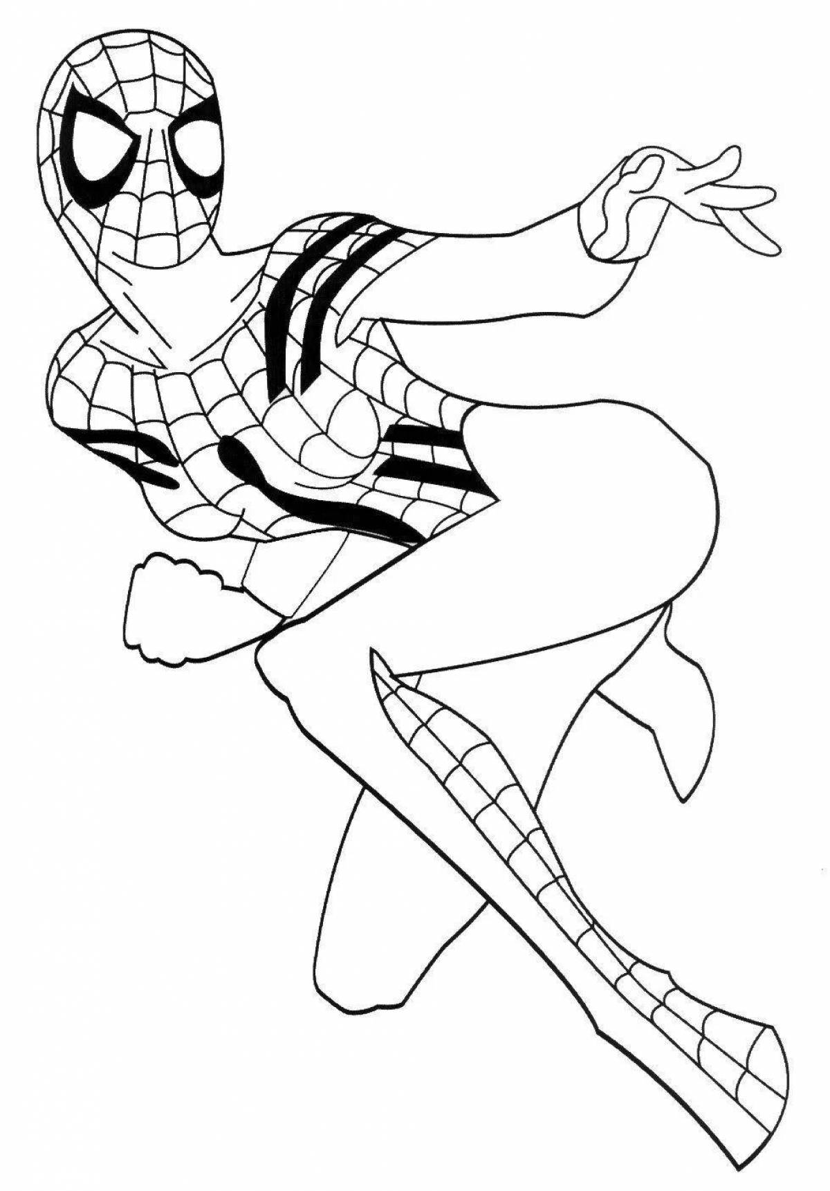 Раскраска сияющая женщина-паук