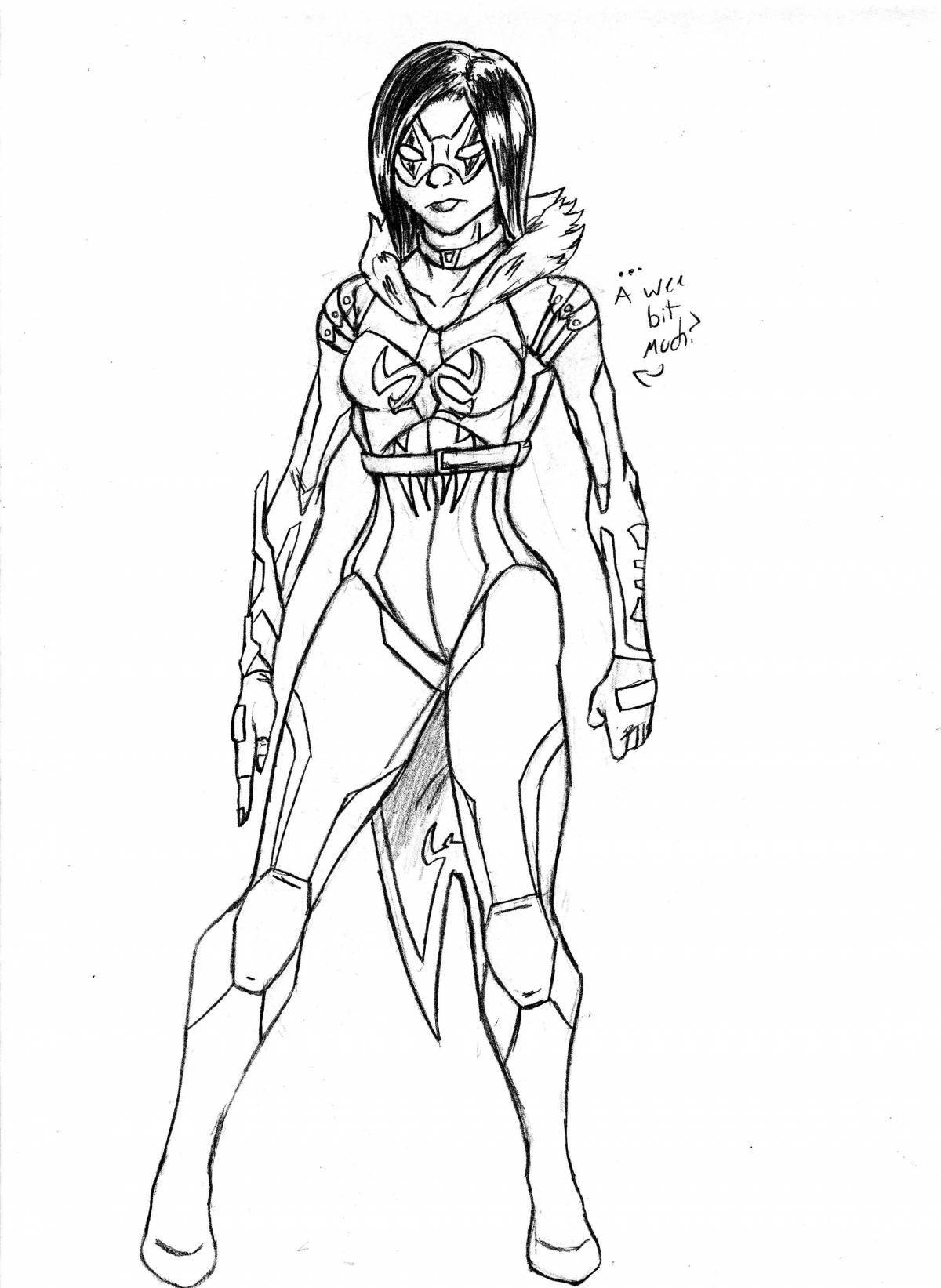 Coloring page gorgeous spider woman