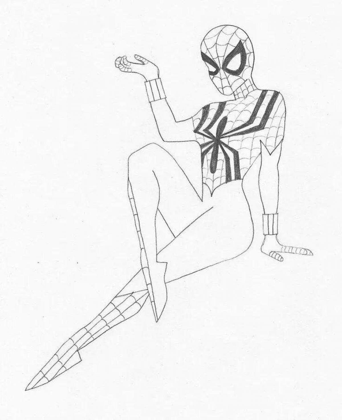 Очаровательная женщина-паук раскраска