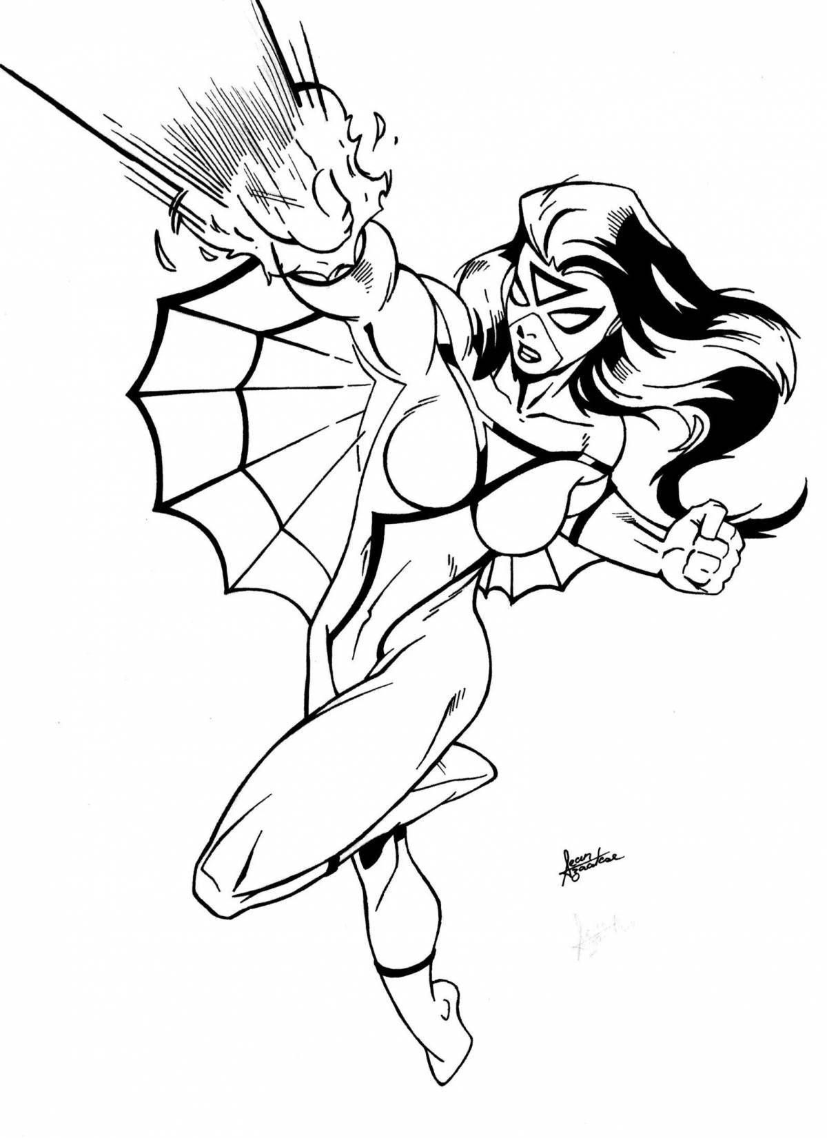 Coloring page charming spider woman
