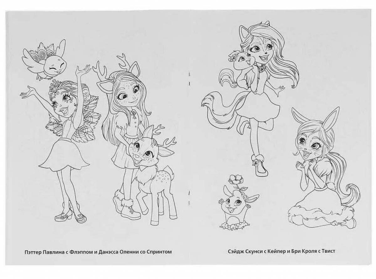 Enchantimals cats colorful coloring page