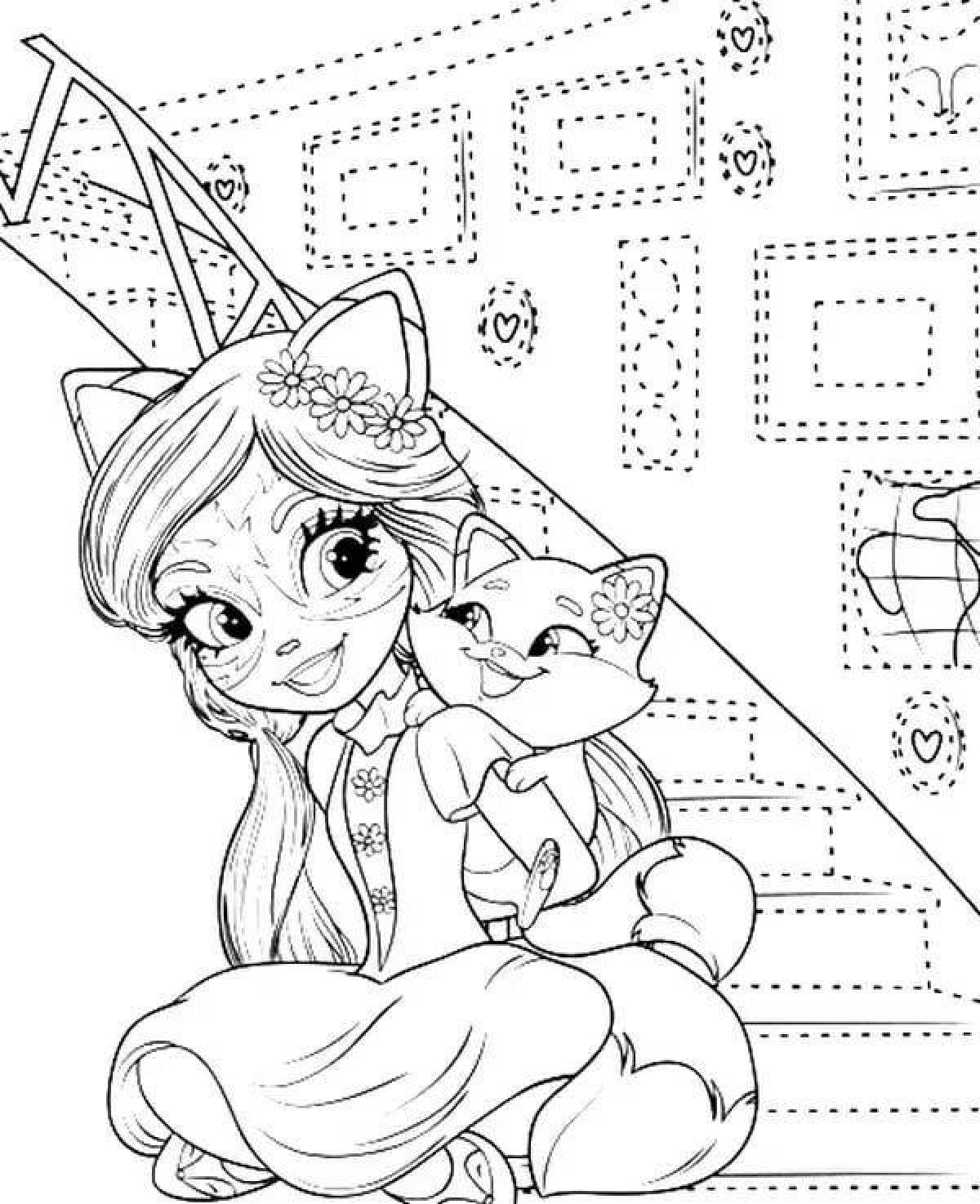 Enchantimals cat coloring page fun