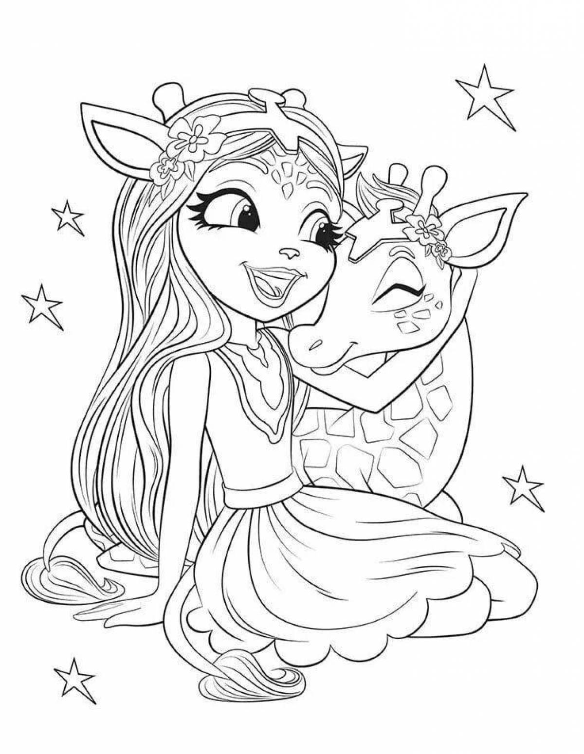 Lovely enchantimals cat coloring page