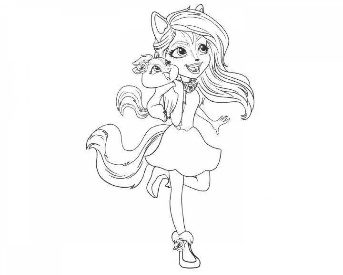 Coloring page charming cat enchantimals