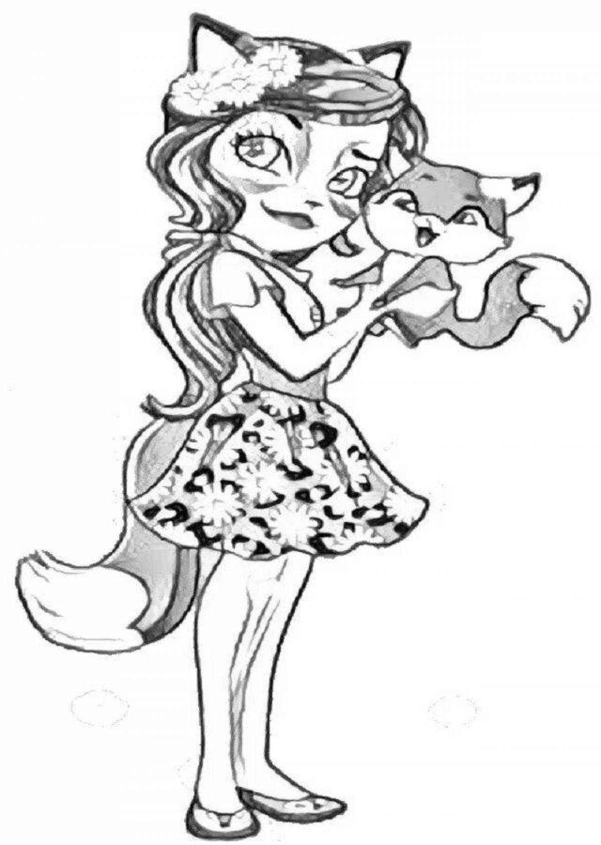 Splendid enchantimals cat coloring page