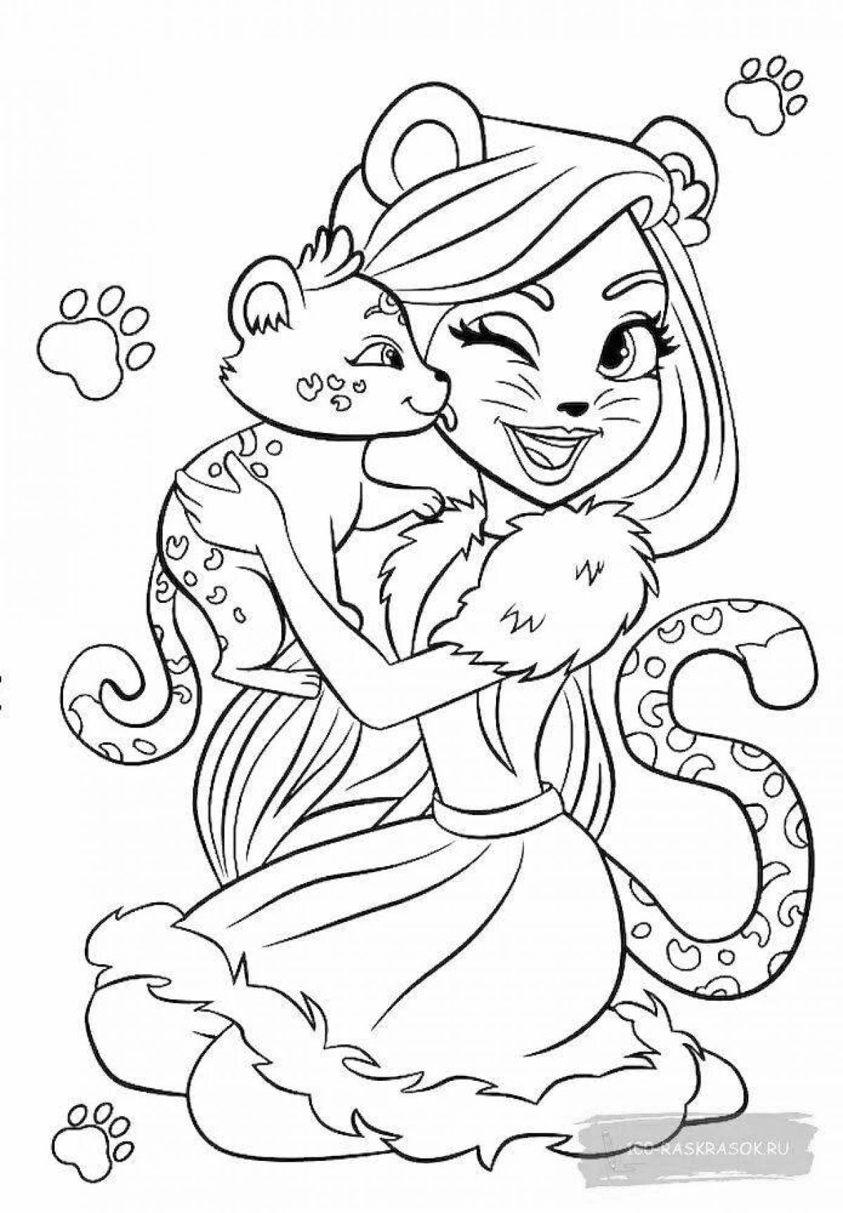 Fun enchantimals cat coloring book