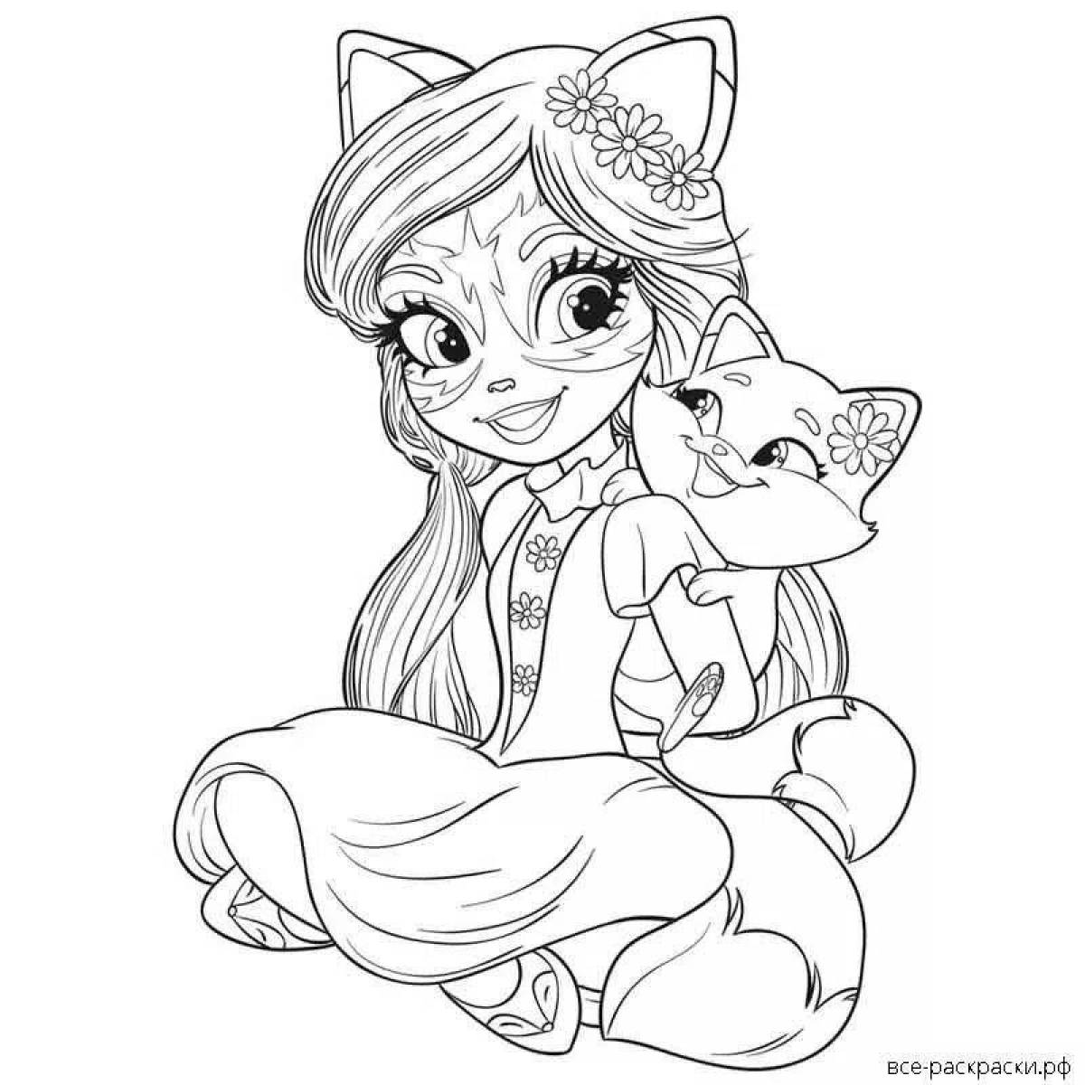 Enchantimals cat coloring page