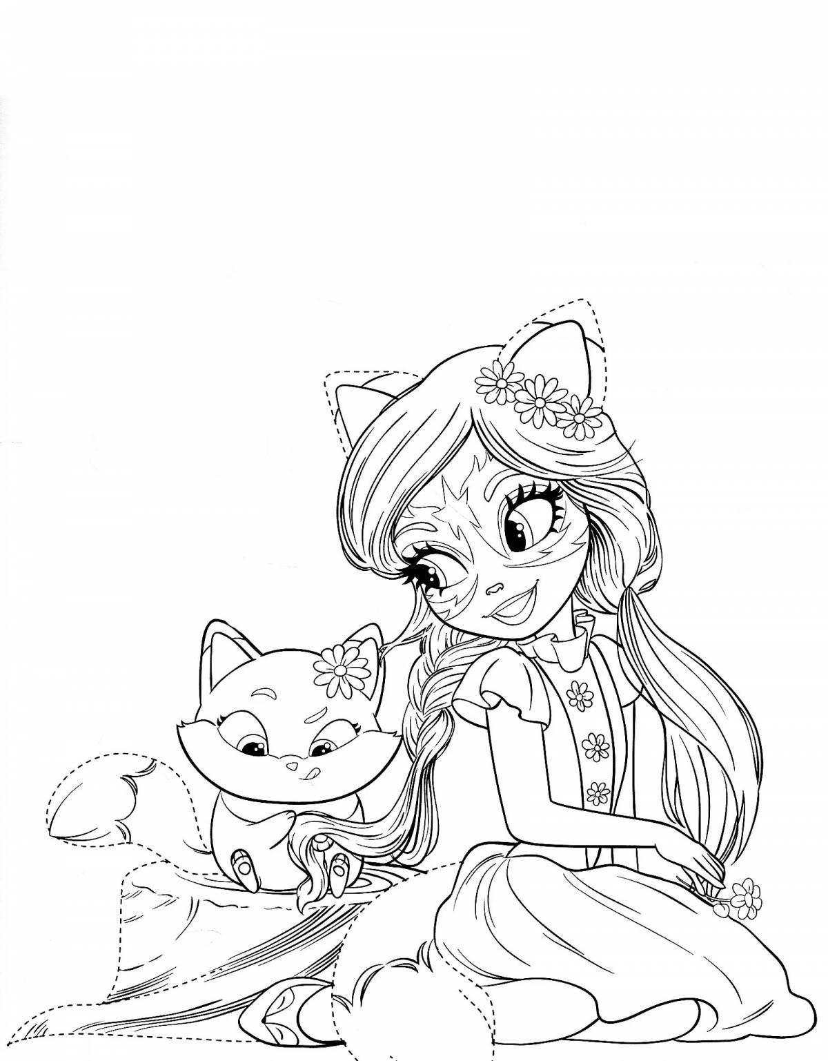 Outstanding enchantimals cat coloring page