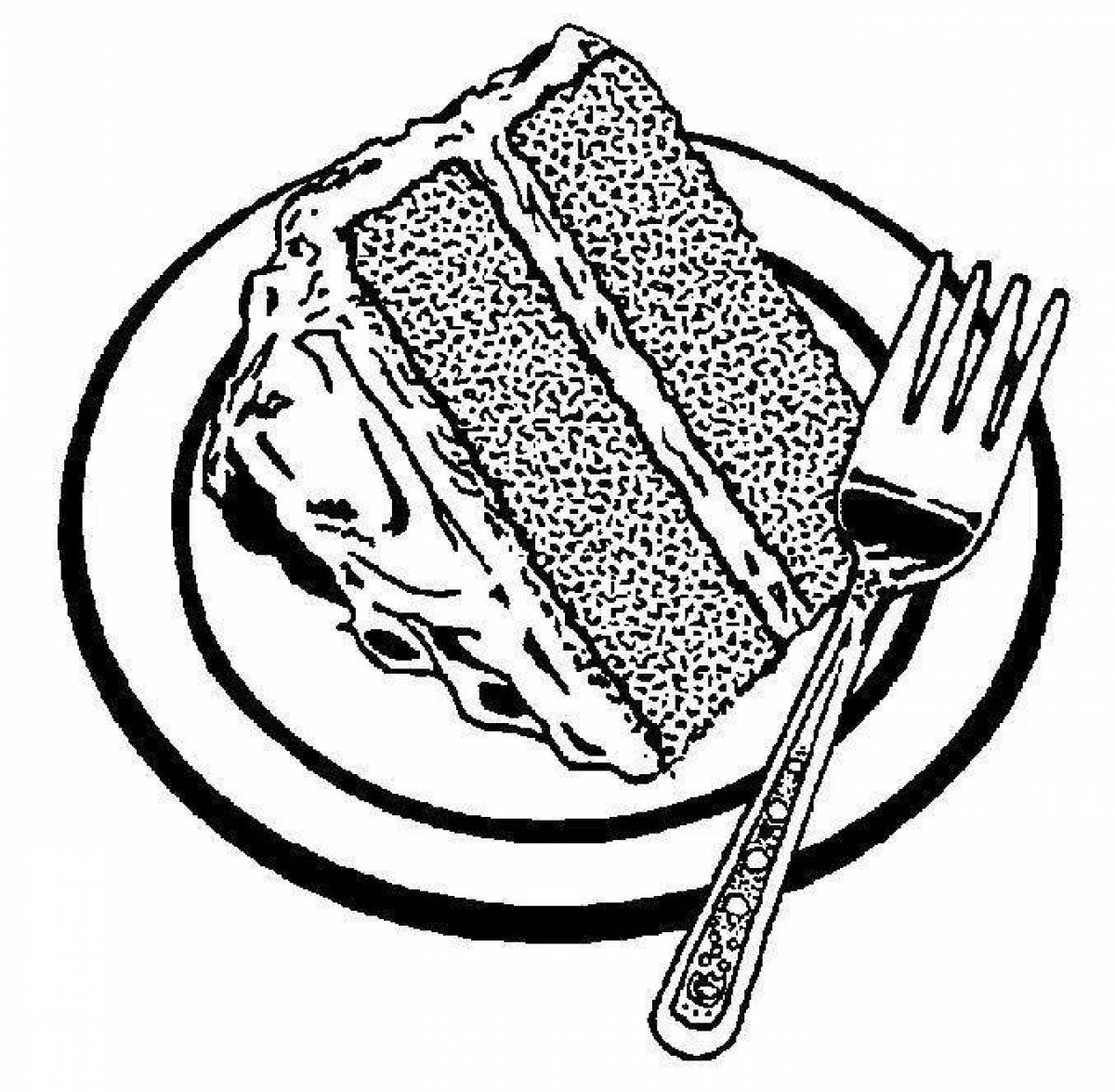Мягкая страница раскраски кусок пирога