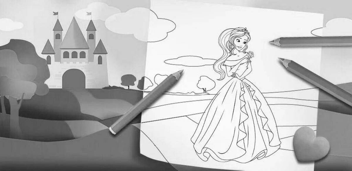 Fun princess coloring game