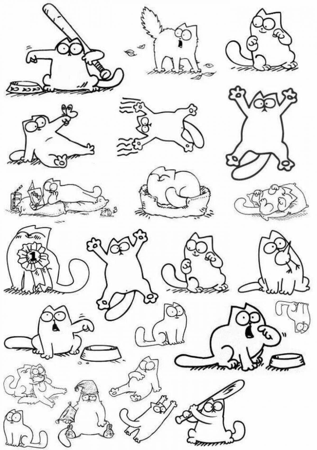 Live cat sticker coloring book