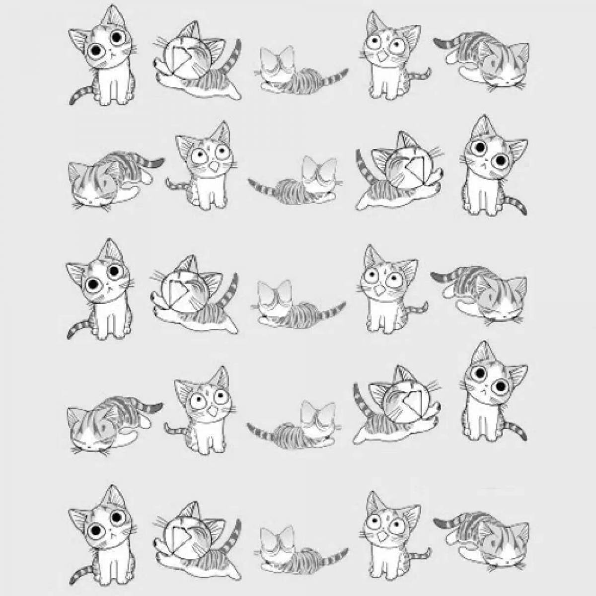 Coloring book funny cat sticker