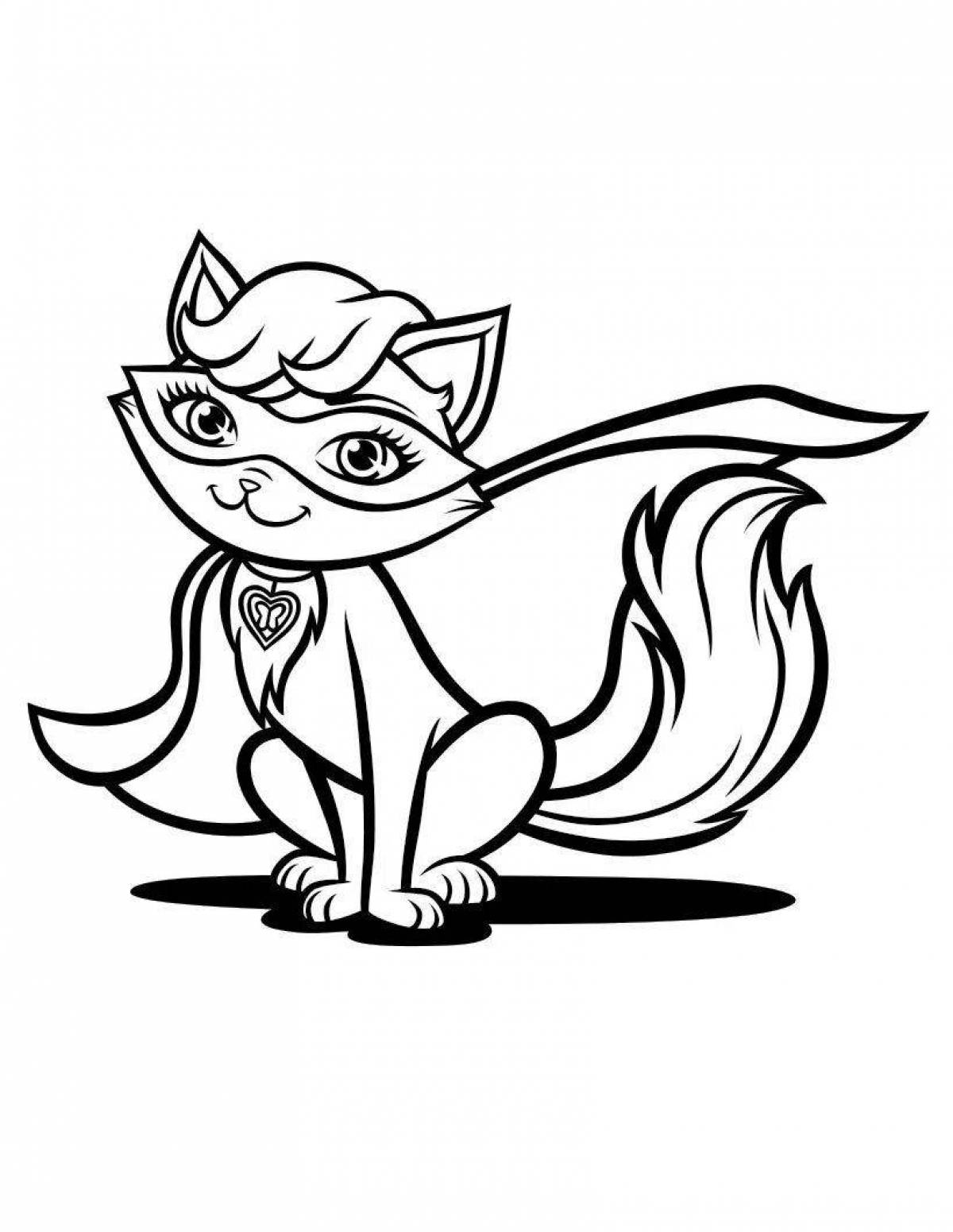 Adorable super cat coloring page