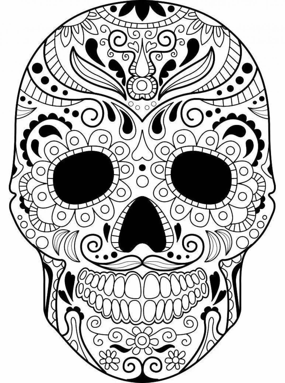 Очаровательная антистрессовая раскраска черепа