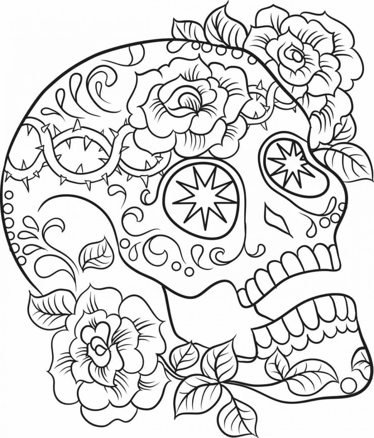 Fascinating anti-stress skull coloring