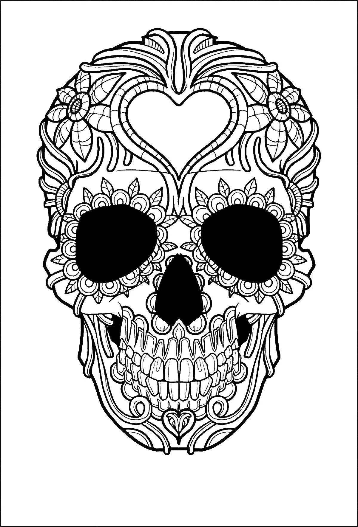 Поразительная антистрессовая раскраска черепа