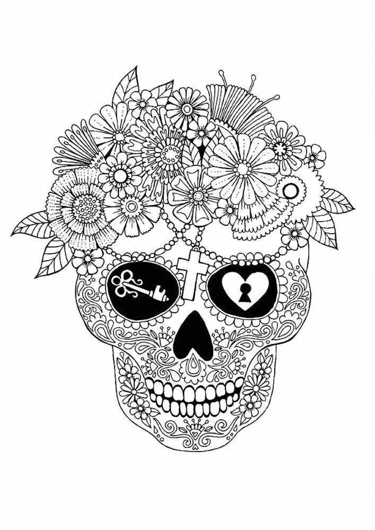 Coloring elegant anti-stress skull