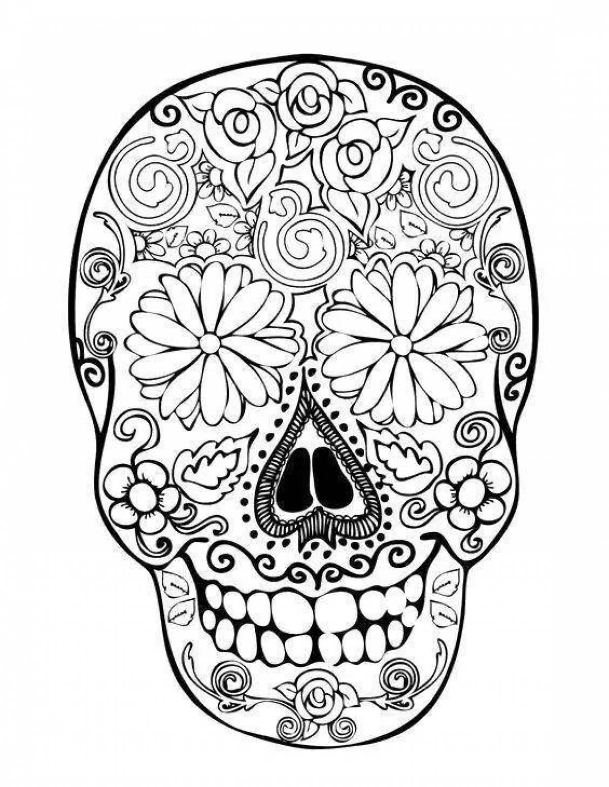 Delightful anti-stress skull coloring