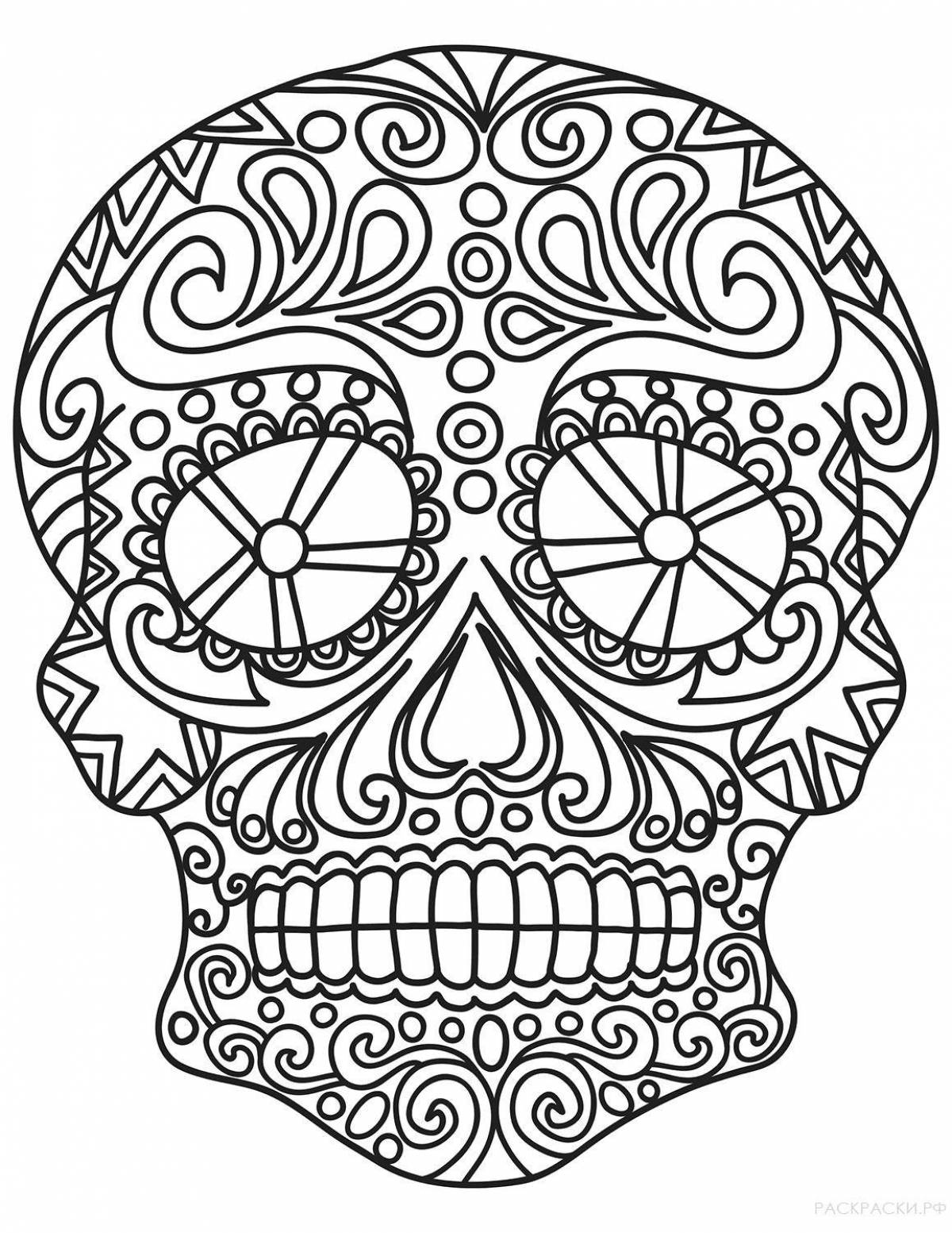 Quirky anti-stress skull coloring