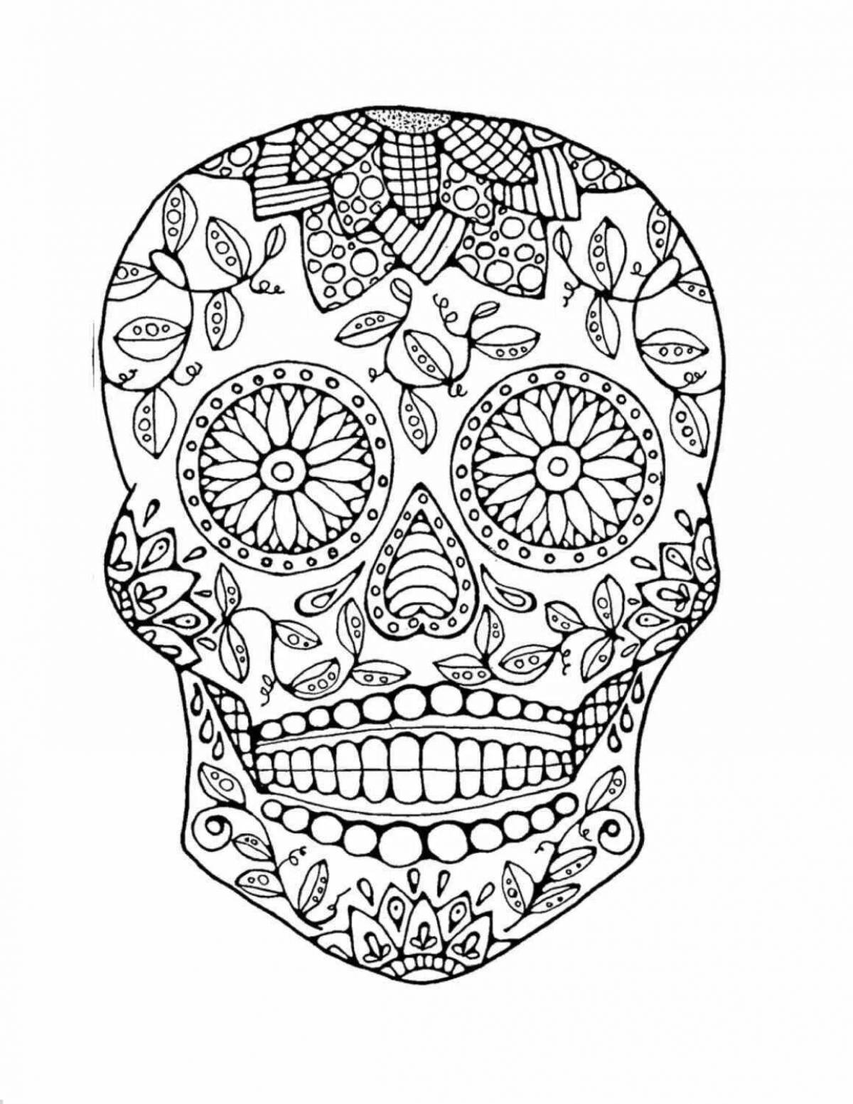 Great anti-stress skull coloring