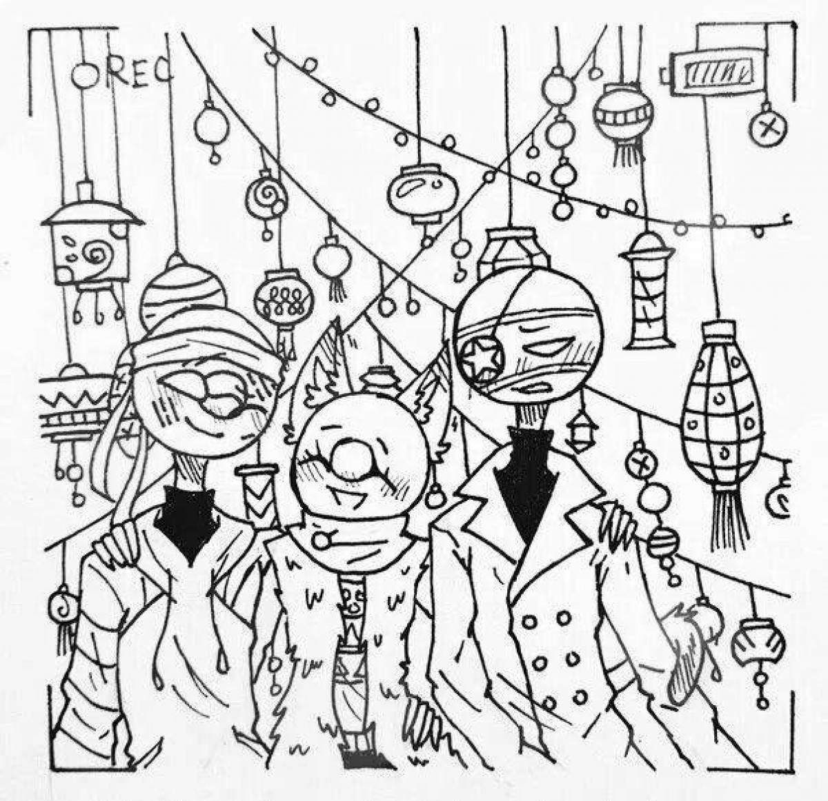 Adorable villagers coloring page