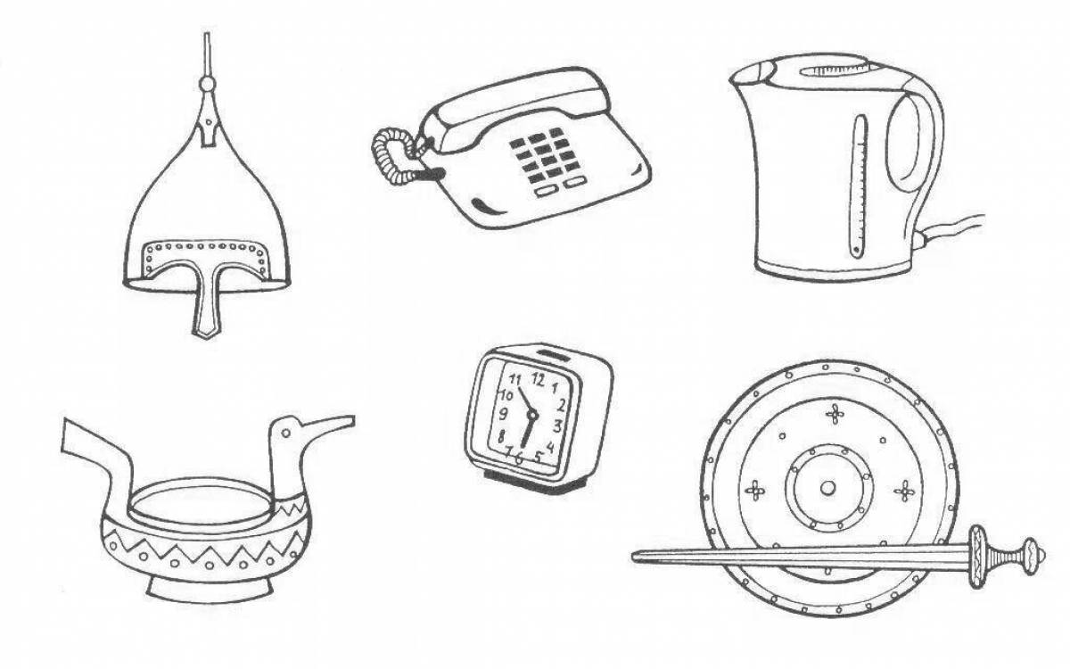 Colorful housewares coloring page