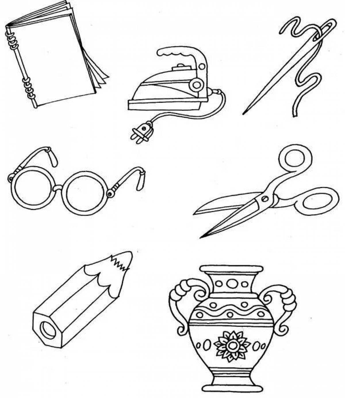 Bright household items coloring page