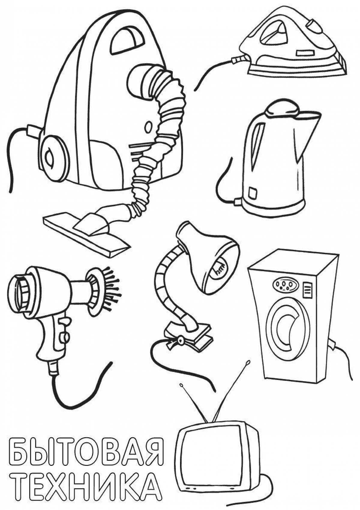 Fun coloring page for household items